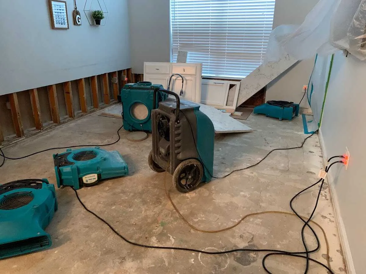 Dehumidifier in flood-cut room for Water Extraction & Removal in Providence Village